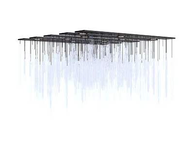 Modern Square Layered Chandelier With Hanging Crystal Pendants For Elegant Interior 3d model