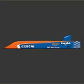 Orange And Blue Cordle Fibra Streamlined Toy Boat With Reflective Surface Design
