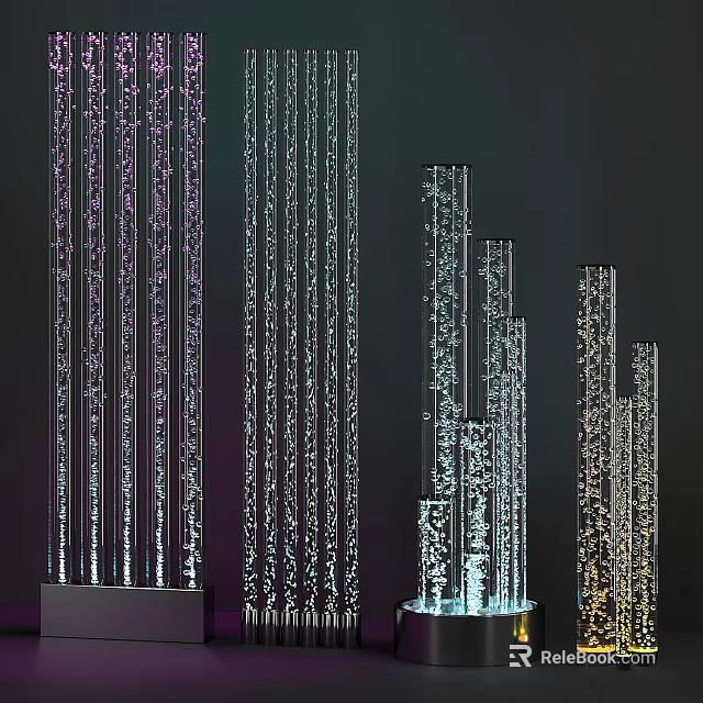 Modern Decorative Light Columns With Crystal Details And LED Illumination Design 3d model 