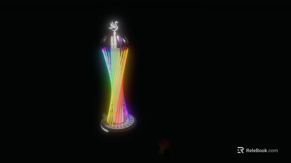 Colorful Illuminated Modern Tower With Rainbow Light Effects And Sleek Structure 3d model 