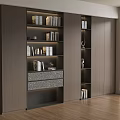 Modern Bookcase With Layered Shelves Storage Drawers Books And Decorative Items