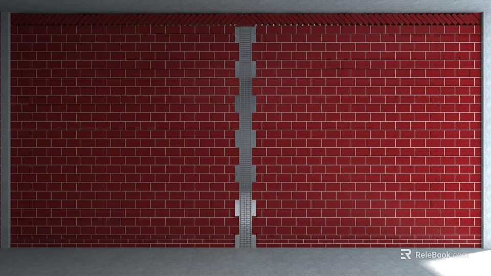 Gray Staircase In Modern Interior With Red Brick Wall Design 3d model 