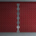 Gray Staircase In Modern Interior With Red Brick Wall Design 3d model