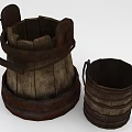 Vintage Wooden Barrels Decorative Ornament Set with Metal Hoops for Home Decor