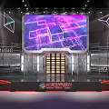 Modern Dance Hall Featuring Large Screen Geometric Patterns Stage And Dynamic Lighting Effects 3d model