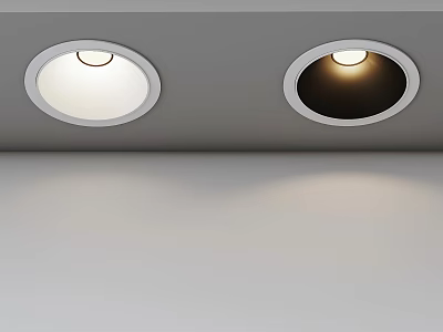 Modern Recessed Downlights And Spotlights With Black White Trim And Warm Lighting Effect 3d model