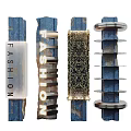 Blue Decorative Pillars Featuring Fashion Lettering Honeycomb Pattern And Metal Rings