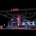 Stylish Modern Lounge Interior With Circular Bar Colorful Lights And Comfortable Seats