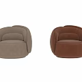 Modern Brown Single Sofa With Rounded Design And Soft Comfortable Armrests