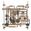 Intricate Mechanical Pipes Structure With Interconnected Gears And Industrial Design Elements 3d model