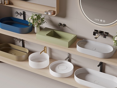 Table basin wash basin table basin wash basin faucet mirror 3d model