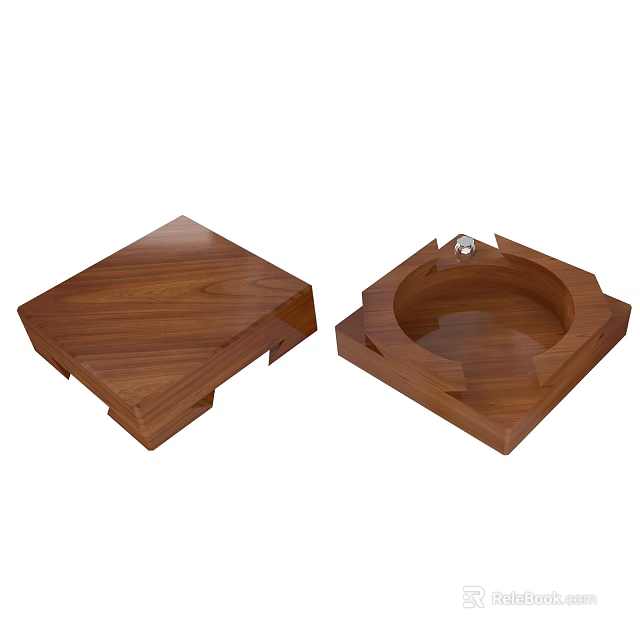Practical Wooden Square Equipment Trays With Groove And Metal Ball Component 3d model 