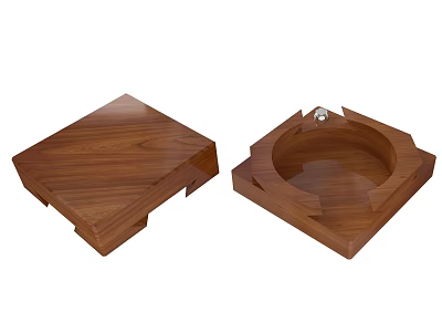 Practical Wooden Square Equipment Trays With Groove And Metal Ball Component 3d model
