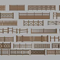 Various Decorative Fence Designs With Geometric Patterns And Wooden Structures 3d model