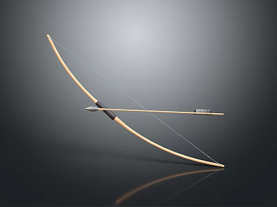 Traditional Wooden Bow and Arrow as Ancient Hunting Weapon with Archery Design 3d model