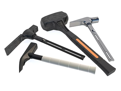 Various Types of Weapon Hammers with Ergonomic Handles and Metal Heads 3d model
