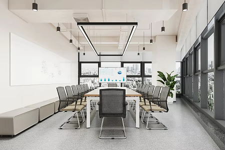 Modern large conference room company large conference room office large space large conference room large negotiation room large conference room with rear meeting tables and chairs 3d model