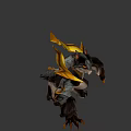 Fantasy Wolf Creature With Yellow Spiked Accents Muscular Build And Sharp Claws