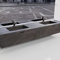 Modern Bathroom Double Sink Vanity With Marble Countertop And Cabinet Storage