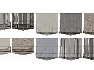 Different Designs of Roman Blinds Featuring Textured Fabric and Neutral Tones For Home Windows 3d model