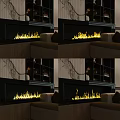 Cozy Living Room Modern Fireplace With Realistic Flames And Wooden Bookshelf Interior Design