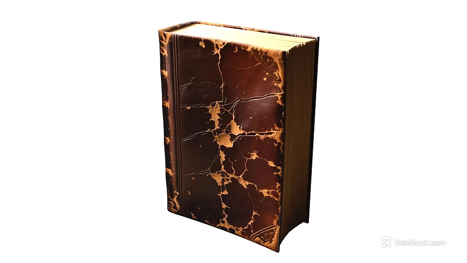 Vintage Hardcover Book With Brown And Gold Marble Pattern Cover 3d model 