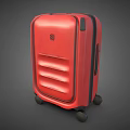 Red Hard Shell Suitcase With Striped Surface And Rolling Wheels For Travel 3d model