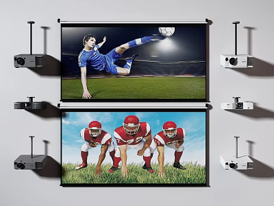 High Definition Projection Monitoring System With Multiple Projectors And Sports Scene Screens 3d model