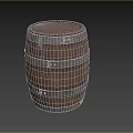 Rustic Wooden Barrel With Metal Hoops As Household Storage Item