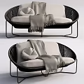 Modern Outdoor Sofa Double Sofa Rattan Sofa 3d model