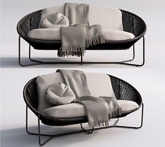 Modern Outdoor Sofa Double Sofa Rattan Sofa 3d model