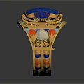 Elegant Golden Bracelet With Blue Beetle Decor And Colorful Inlays