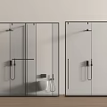 Modern Shower Sauna Interior With Glass Partition Black Frame And Shower Fixtures