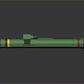 Green And Yellow Striped Long Cylindrical Weapon Barrel With Black End Parts