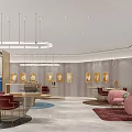 Elegant Jewelry Store with Glass Display Windows Luxury Cases and Marble Floor