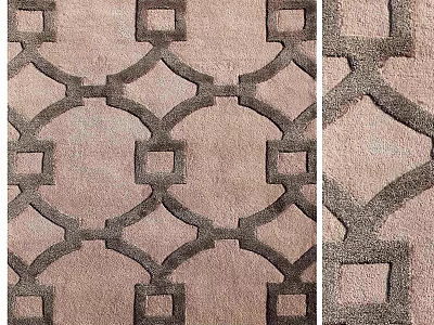 Square Rug with Geometric Pattern Beige and Gray Interlaced Squares Curves Home Decor 3d model