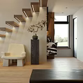 Modern Living Dining Room With Sofa Coffee Table Chandelier And Large Windows