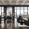 Luxury Modern Executive Office Interior Design With Panoramic City View And Elegant Comfortable Furnishings