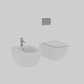 Modern Wall Mounted White Toilet And Sink In Contemporary Bathroom Design