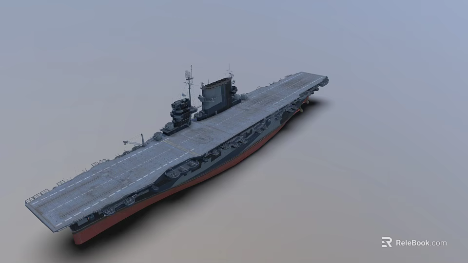 Military Aircraft Carrier With Long Flight Deck Island Superstructure Radar Equipment And Hull Design 3d model 