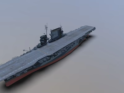Military Aircraft Carrier With Long Flight Deck Island Superstructure Radar Equipment And Hull Design 3d model