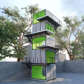 Innovative Multi Storey Container Building With Green Interiors And External Stairs 3d model