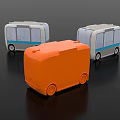 Modern Utility Vehicles in Gray Blue and Orange with Transparent Windows for Urban Commuting