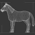 Realistic White Horse Model With Gray Mane And Tail On Black Background