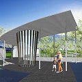 Modern gallery shaped landscape gallery curved gallery whale sketch 3d model