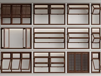 Modern medieval folding window upper and lower folding window shutter sliding window 3d model