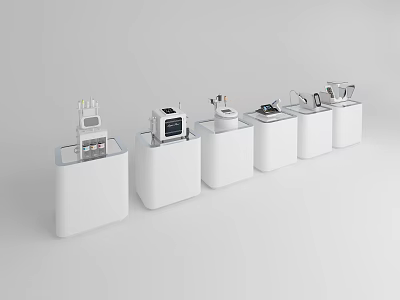 Modern White Display Shelves With Multiple Units For Retail Store Equipment Showcase 3d model