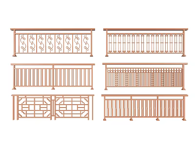 Decorative Metal Railings with Various Design Patterns and Structural Styles 3d model