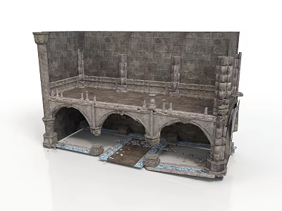 Ancient Stone Architecture With Arched Doorways Intricate Carvings And Ornate Details 3d model