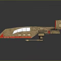 Brown 3D Model Airplane With Red Accents Windows And Wings Design